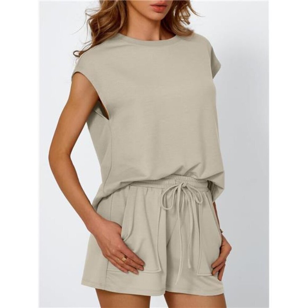Round Neck Cap Sleeve Top and Shorts Set - Picture 14 of 16